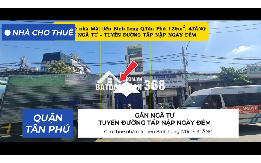 Cho thuê nhà mặt tiền Bình Long 120m², 4TẦNG - 18Triệu - GẦN NGÃ TƯ